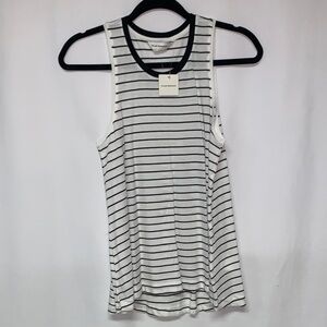 Club Monaco Black and White Striped Tank Top